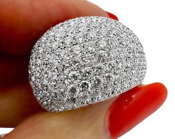Diamond Encrusted 18K White Gold Bombe Dome Cocktail Ring