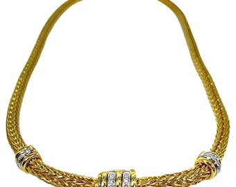 Collana girocollo La Pepita Round Wheat Link in oro giallo 18k e diamanti