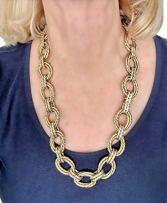 Big, Bold 14k Gold Mid20th Century Italian Necklace,… Gem