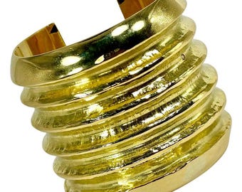 2 3/8 Inches Wide Vintage 18K Yellow Gold Cuff Bracelet with Open Back