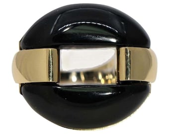 Striking Gold and Onyx Statement Ring