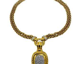 Vintage David Yurman Gold and Diamond Necklace with Detachable Diamond Pendant