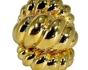 Huge 14K Yellow Gold High Polish Finish Twisted Rope Style Dome Ring