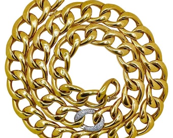 18K Yellow Gold Curb Link 2 Piece Necklace