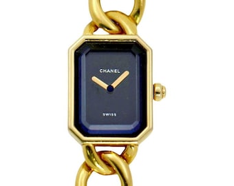 Vintage Chanel Quartz Premiere Yellow Gold Fashion Watch with Integral Gold Band