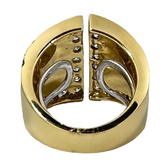 Split Front 18k Yellow Gold Ring with Black Ename… - image 3