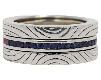 Sterling Silver Ring with Moveable Blue and Pink Sapphires