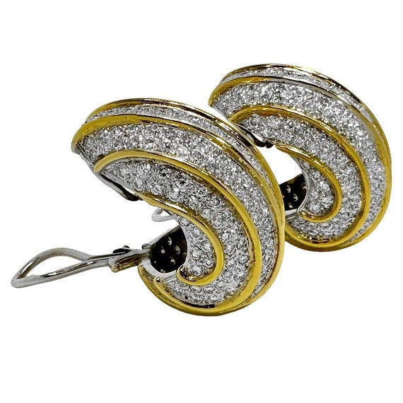 18K White & Yellow Gold Cocktail Earrings with 10… - image 6