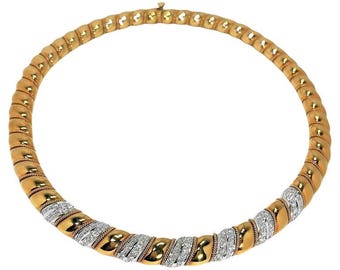 Collana vintage Sabbadini in oro giallo e bianco 18 carati con diamanti