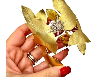 18K Yellow Gold Wide Foliate Cuff With Diamond Connecting Links by H. Stern