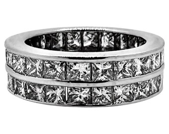 Vintage Double Row Princess Cut Diamond Eternity Band