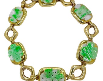 Collana girocollo massiccia e distintiva in oro 18 carati e giada giadeite di Trio