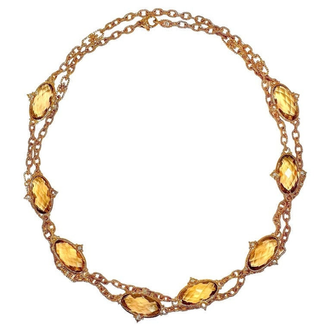 Judith Ripka 18K Rose Gold, Smoky Quartz and Diamond Necklace - Etsy