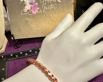 Pulseira rígida de anel tensor de cobre - Achatada - Equilíbrio e Harmonia Cúbito