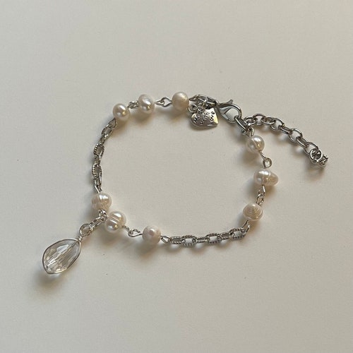 Crystalline Butterfly Pearl Bracelet | Etsy