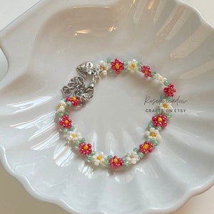 Handmade Strawberry Flower Bracelet