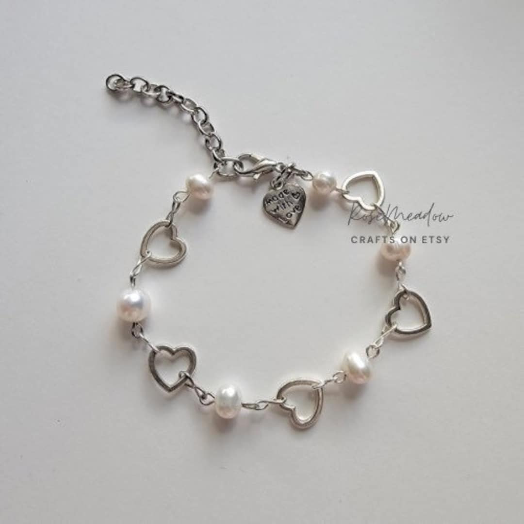 Heart Pearl Bracelet For Girls And Women