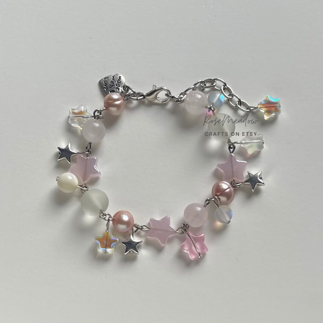 You and Me Pearl Bracelet || Rose Quartz Bracelet - Etsy