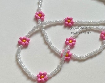 Handmade Beaded Flower Necklace