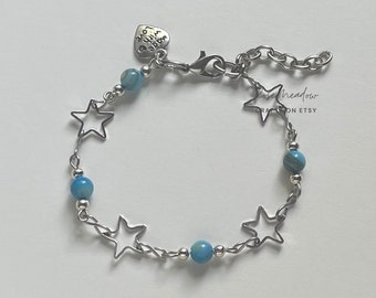 Stars and Sky Blue Mother of Pearls Bracelet