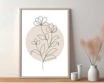 Minimalist Floral Line Art Print | Botanical Wall Decor (Digital Download)
