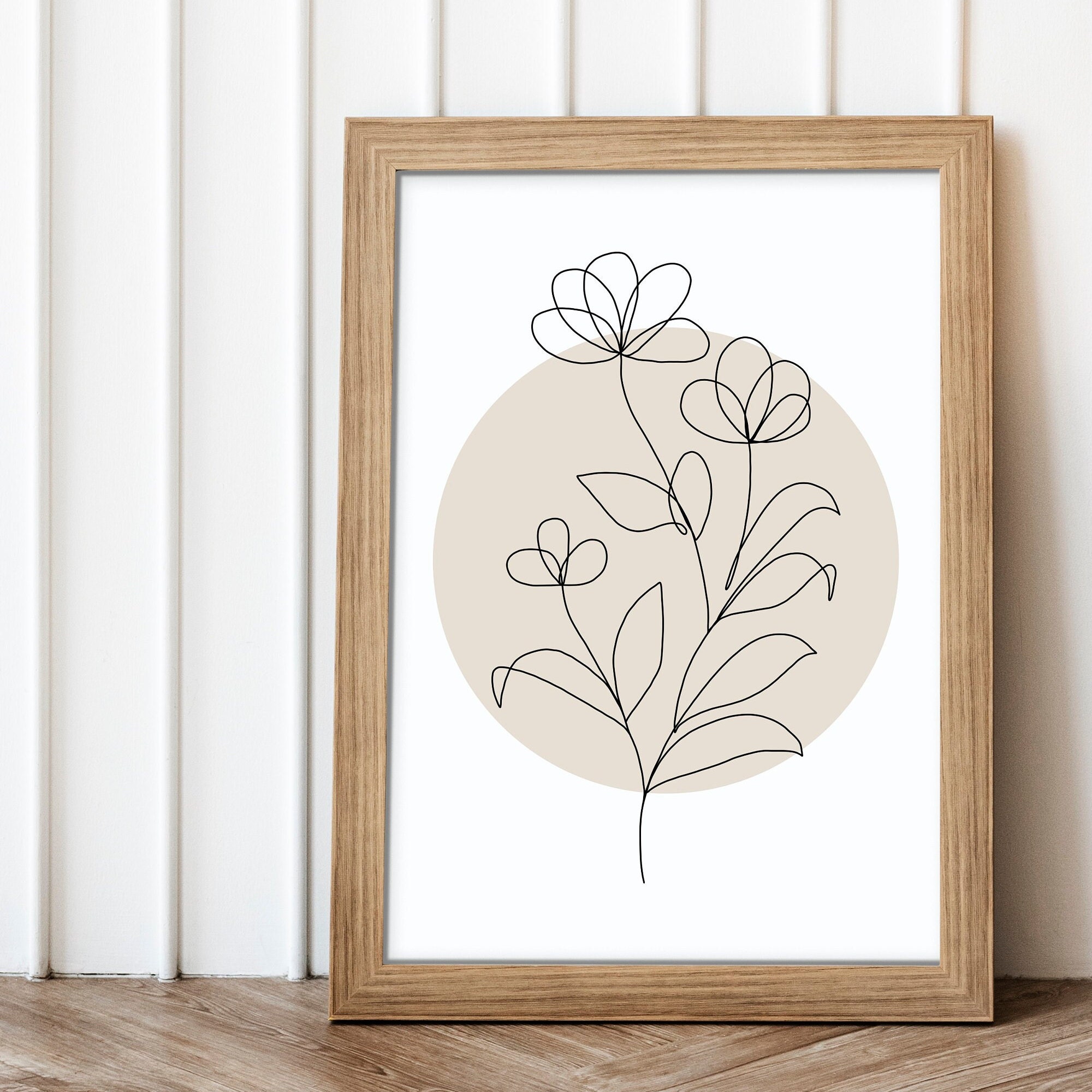 Minimalist Floral Line Art Print | Botanical Wall Decor (digital ...