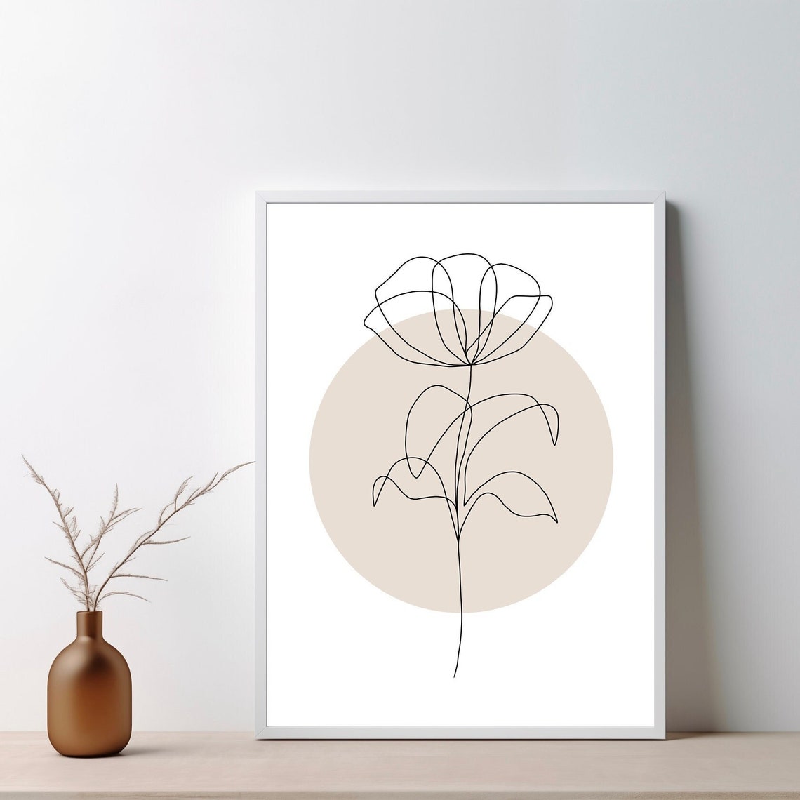 Flower Line Art Print | Abstract Botanical Wall Decor | Downloadable ...