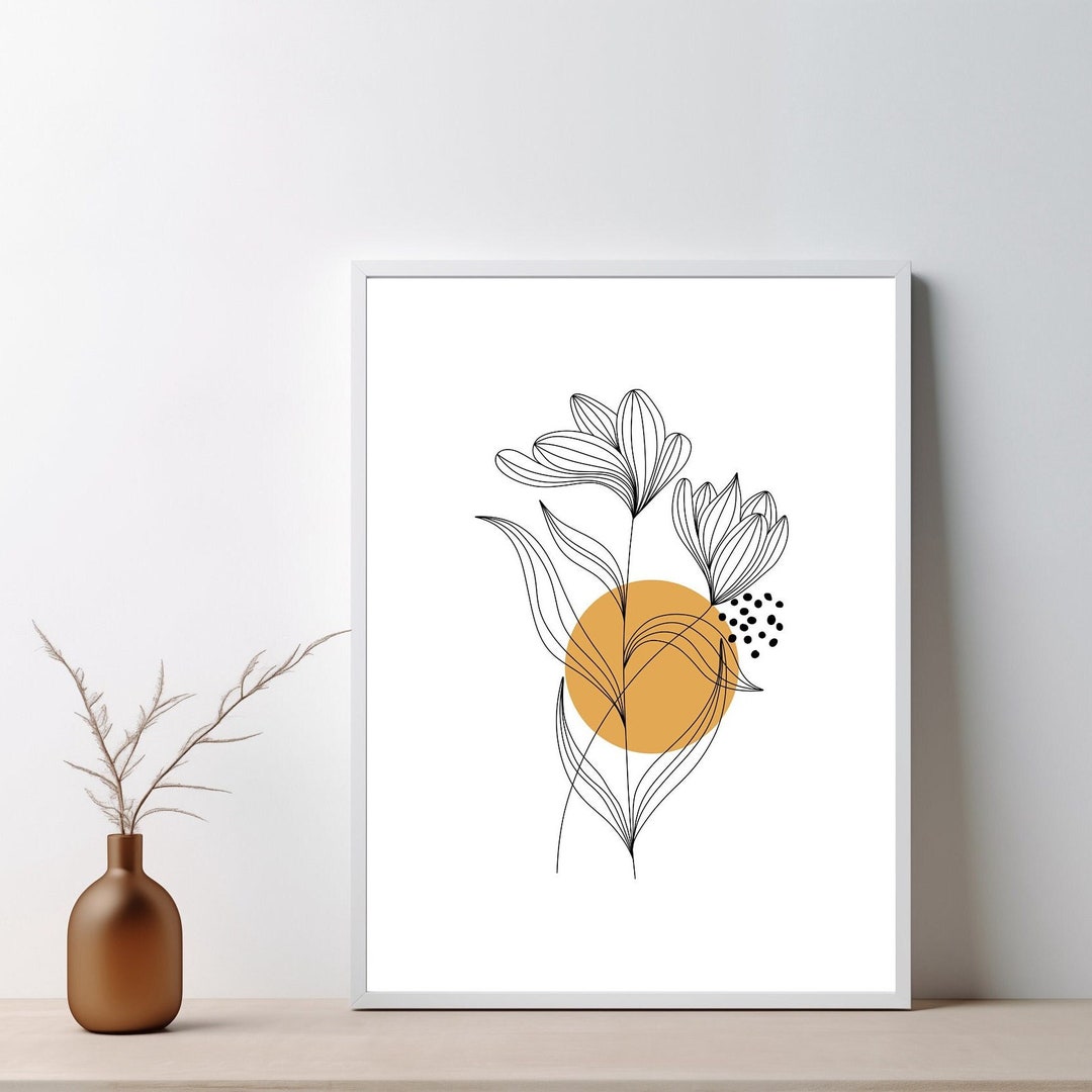 Modern Boho Style Flower Line Print | Minimalist Art Wall Decor ...