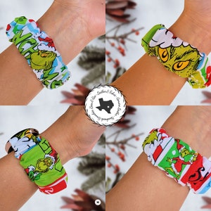 Grinch Christmas Scrunchies Watch Band for Apple Watch, Fitbit Charge5 Sense2, Fitbit Versa 4 3 2 Lite, 20mm Samsung Active2 Watch4 Watch5