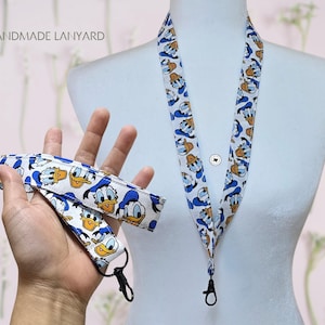 Grumpy Duck Fabric Lanyard, ID Strap, Name Tag Holder, Long Keychain, ID Badge Holder, Handmade Neck Lanyard, Swivel Clasp