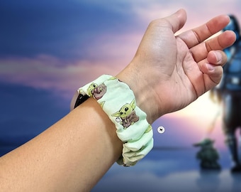 Space Alien Baby Scrunchie Watch Band | Fits Apple Watch, Fitbit, Samsung, Garmin, Gizmo