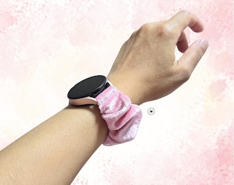 Pink Velvet Scrunchie Watch Band Compatible with Apple Watch, Fitbit, Samsung, Garmin, Gizmo
