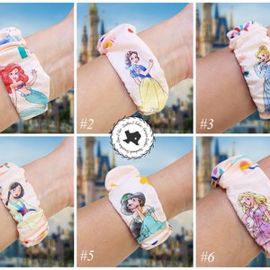 Cartoon Princess Scrunchies Watch Band for Apple Watch, Fitbit Sense, Sense2 Versa 4 3 2 Lite, 20mm Samsung Active Watch, Garmin