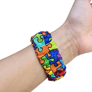 Autism Puzzle Scrunchie Apple Watch Band: Handmade Cotton Comfort image 5