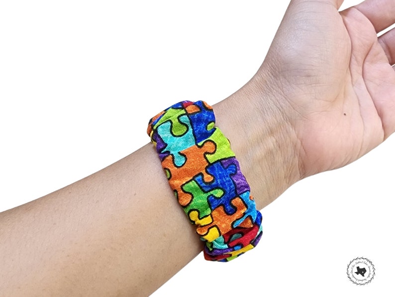 Autism Puzzle Scrunchie Apple Watch Band: Handmade Cotton Comfort image 5