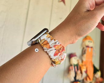 Autumn Leaves Cotton Scrunchie Apple Watch Band