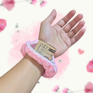 Bracelet de montre chouchou zippé en coton : compatible avec Apple, Samsung, Fitbit, Garmin 5) Pink Polkadot