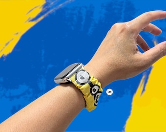 Banana Print Scrunchie Apple Watch Band: Handmade Cotton, Stretchy