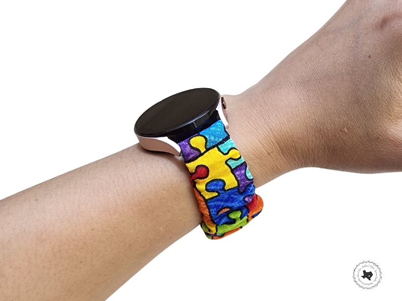 Autism Puzzle Scrunchie Apple Watch Band: Handmade Cotton Comfort Autism Puzzle