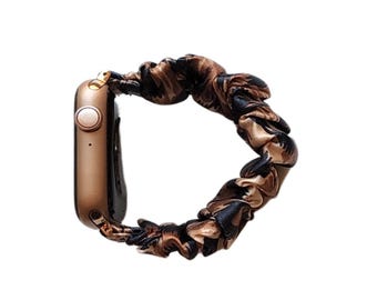 Leopard Print Satin Scrunchie Watch Band: Handmade, Fits Apple, Samsung, Fitbit