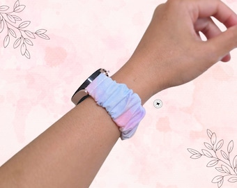 Pink Tie-Dye Scrunchie Apple Watch Band: Soft Cotton, Handmade