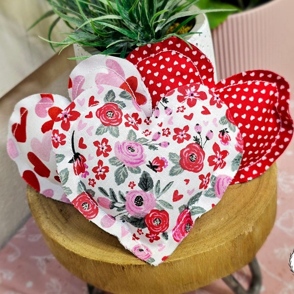 Heart Pillow, Red Pink Roses, Valentine's Day Decor, Mini Plush Pillow, Tiered Tray Decor Fillers