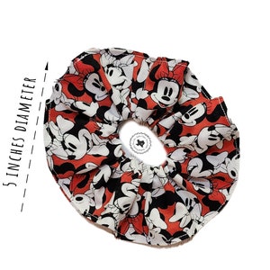 Minnie Mouse Bow Face Hair Scrunchies, Hair tie with optional zipper pocket