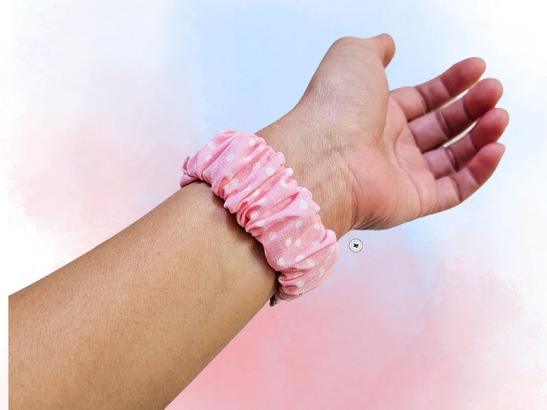 Polkadot Scrunchie Apple Watch Band: Handmade Cotton Fabric 2) Pink