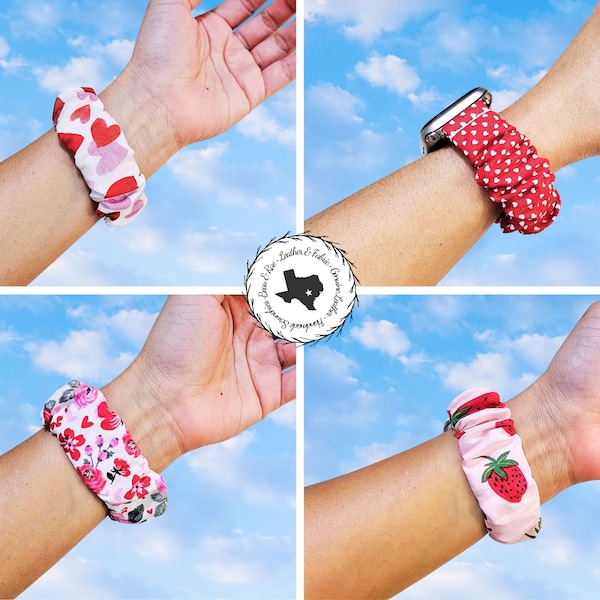 Red Pink Heart Valentine Scrunchies Watch Band for Apple Watch 38/40/41mm 42/44/45mm 49mm Ultra