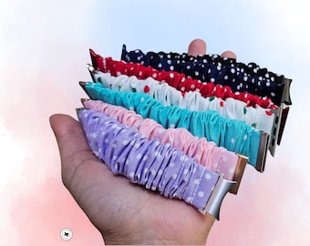 Polkadot Scrunchie Apple Watch Band: Handmade Cotton Fabric