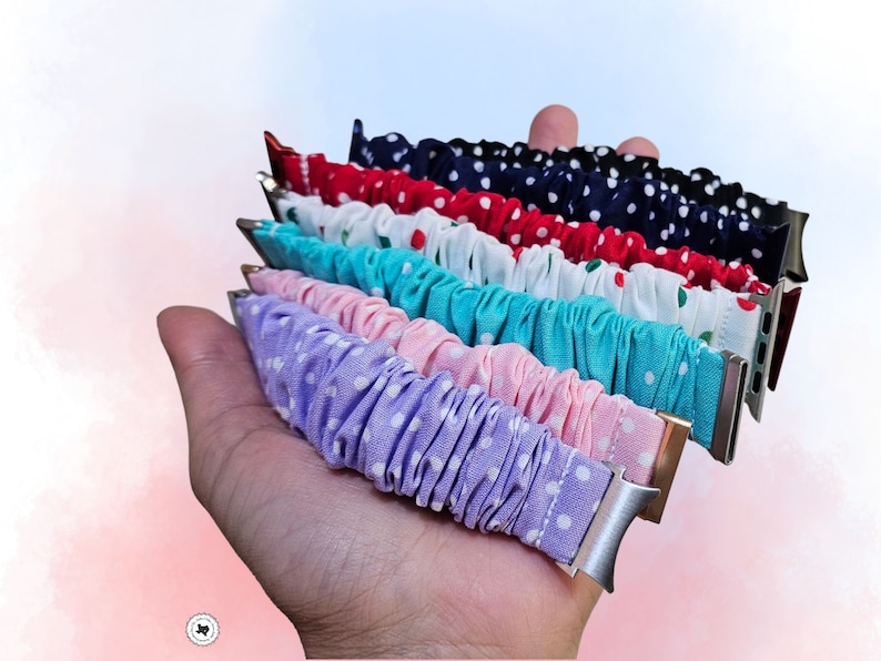 Polkadot Scrunchie Apple Watch Band: Handmade Cotton Fabric bild 1