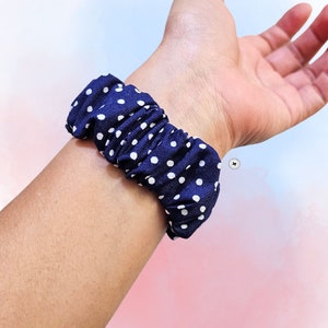 Polkadot Scrunchie Apple Watch Band: Handmade Cotton Fabric 6) Navy Blue