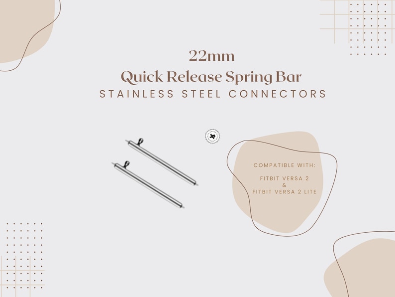 Puede incluir: Dos barras de resorte de liberaci&oacute;n r&aacute;pida de acero inoxidable de 22 mm para Fitbit Versa 2 y Versa 2 Lite. La imagen incluye el texto "22mm Quick Release Spring Bar STAINLESS STEEL CONNECTORS".