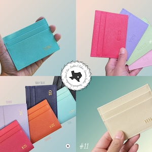 Personalized Saffiano Leather Card Wallet: Monogram Minimalist Wallet